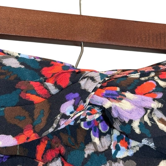 ZARA Floral And Black Print Mini Skirt Ruched Sides Women’s Size Small - Picture 4 of 10